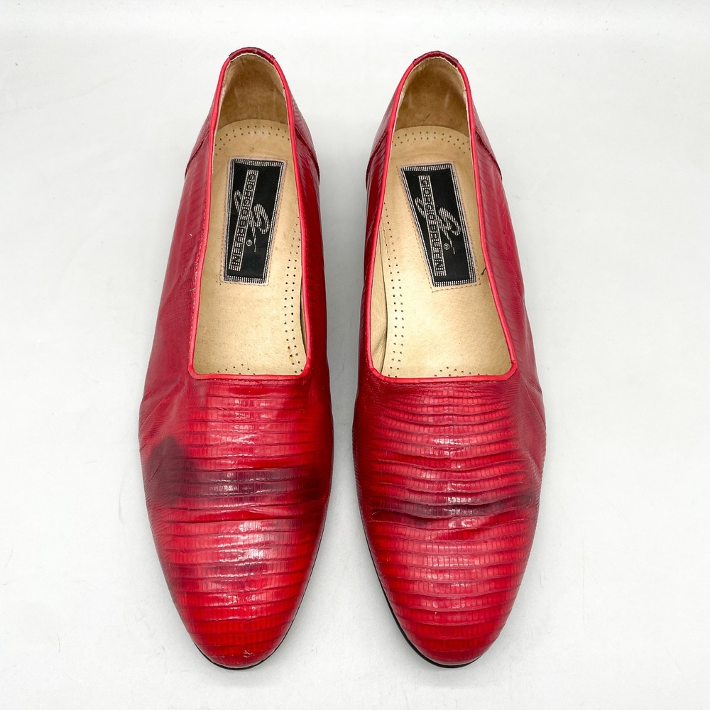 Giorgio Brutini Mens 12 Genuine Lizard Skin Loafers Red Exotic VTG Dandy 70s